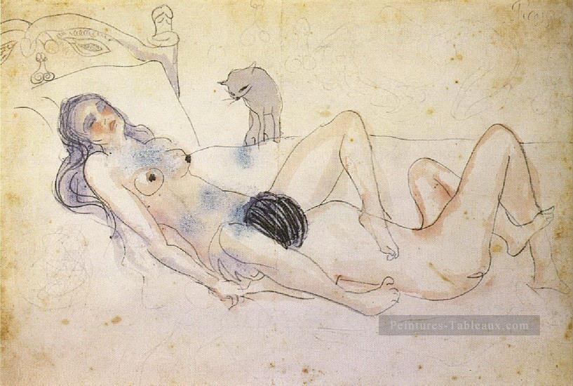 Homme et femme avec un chat Homme et femme avec un chat 1902 cubiste Peintures à l'huile